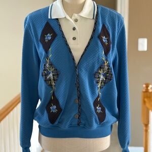 Alfred Dunner Pullover Sweater, Faux Cardigan With Collard Top